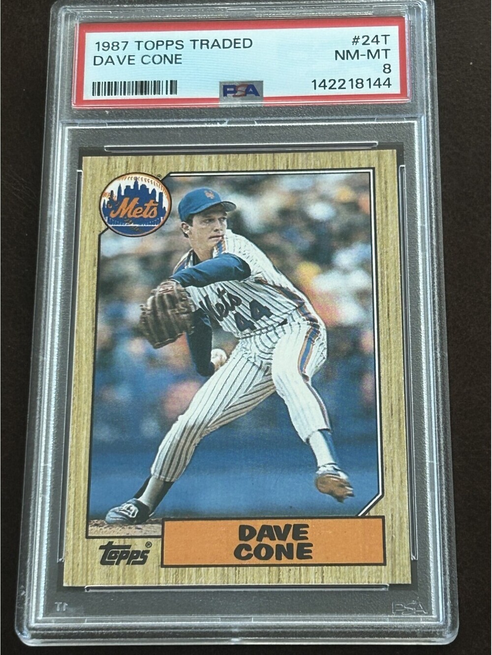 DAVE CONE VINTAGE ROOKIE CARD 1987 TOPPS TRADED #24T PSA GRADED 8 NM-MT RC